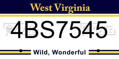 4BS7545 West Virginia License Plate