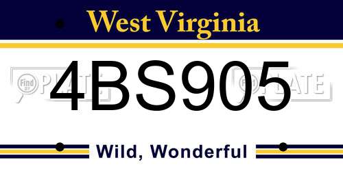 4BS905 West Virginia License Plate