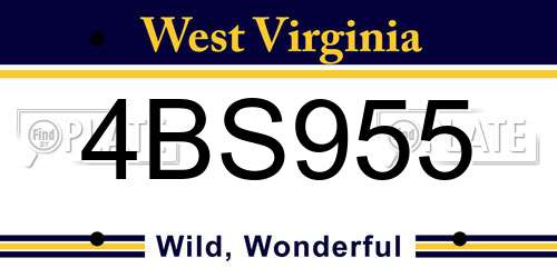 4BS955 West Virginia License Plate