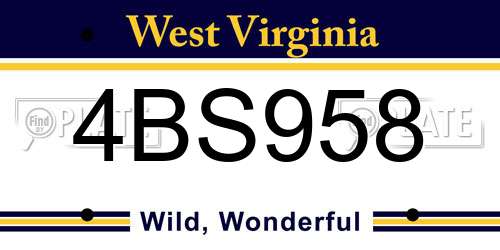 4BS958 West Virginia License Plate