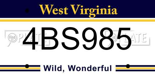 4BS985 West Virginia License Plate
