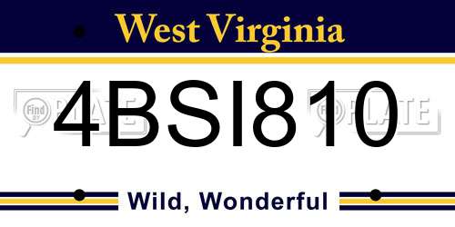 4BSI810 West Virginia License Plate