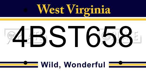 4BST658 West Virginia License Plate