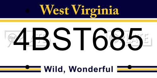 4BST685 West Virginia License Plate