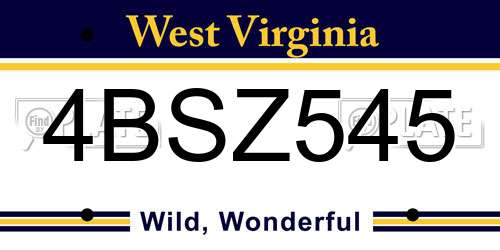 4BSZ545 West Virginia License Plate