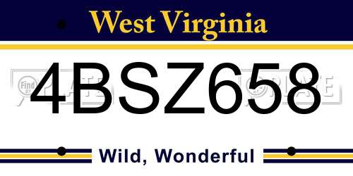 4BSZ658 West Virginia License Plate
