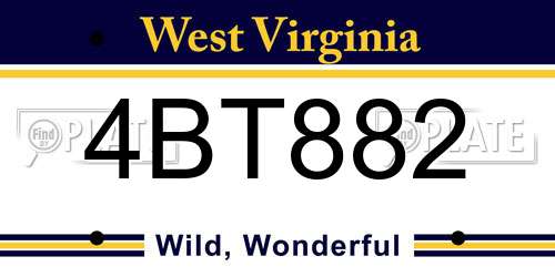 4BT882 West Virginia License Plate