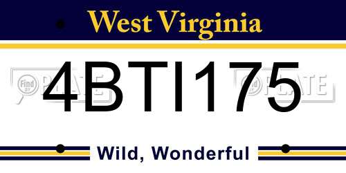 4BTI175 West Virginia License Plate