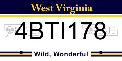 4BTI178 West Virginia License Plate