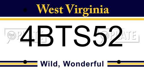 4BTS52 West Virginia License Plate