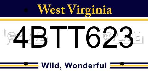 4BTT623 West Virginia License Plate