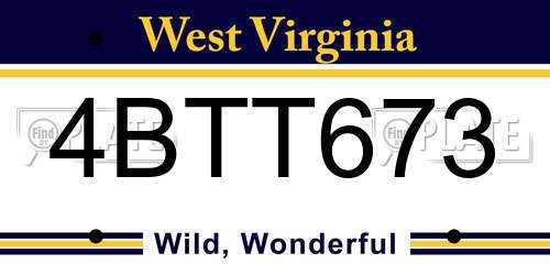 4BTT673 West Virginia License Plate