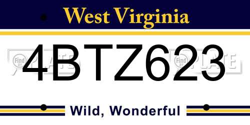 4BTZ623 West Virginia License Plate