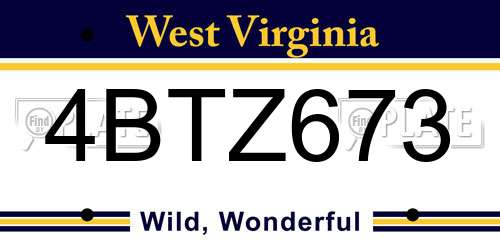 4BTZ673 West Virginia License Plate