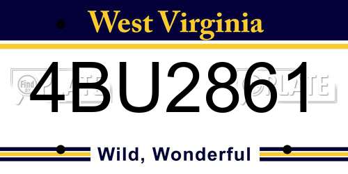 4BU2861 West Virginia License Plate