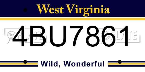 4BU7861 West Virginia License Plate