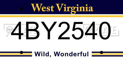 4BY2540 West Virginia License Plate