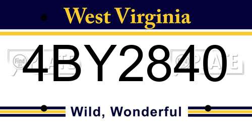 4BY2840 West Virginia License Plate