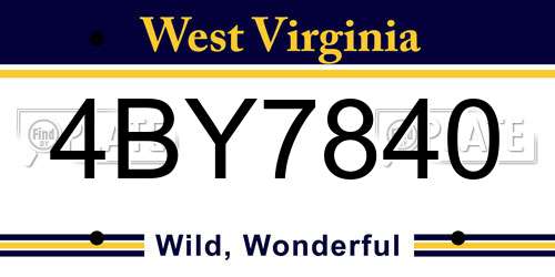 4BY7840 West Virginia License Plate