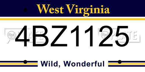 4BZ1125 West Virginia License Plate