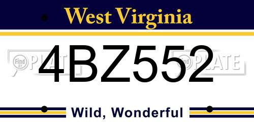 4BZ552 West Virginia License Plate