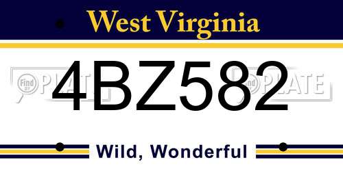 4BZ582 West Virginia License Plate