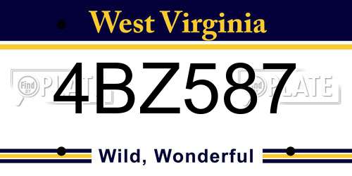 4BZ587 West Virginia License Plate