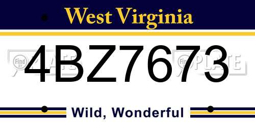 4BZ7673 West Virginia License Plate