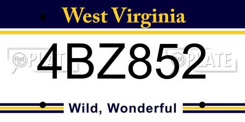 4BZ852 West Virginia License Plate