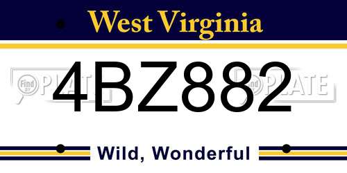 4BZ882 West Virginia License Plate
