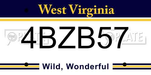 4BZB57 West Virginia License Plate