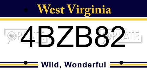 4BZB82 West Virginia License Plate