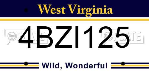 4BZI125 West Virginia License Plate