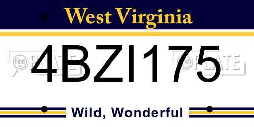 4BZI175 West Virginia License Plate