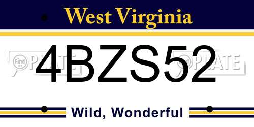 4BZS52 West Virginia License Plate