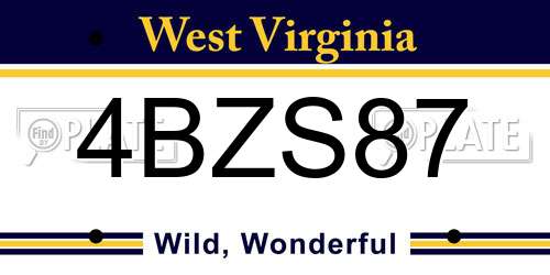 4BZS87 West Virginia License Plate