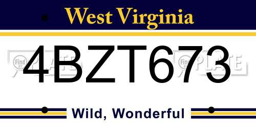 4BZT673 West Virginia License Plate