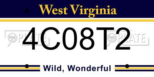 4C08T2 West Virginia License Plate