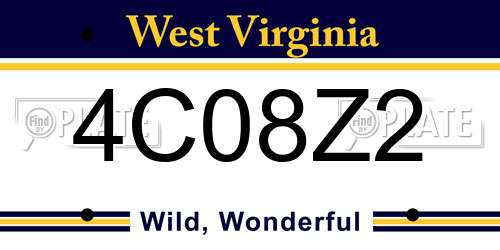 4C08Z2 West Virginia License Plate