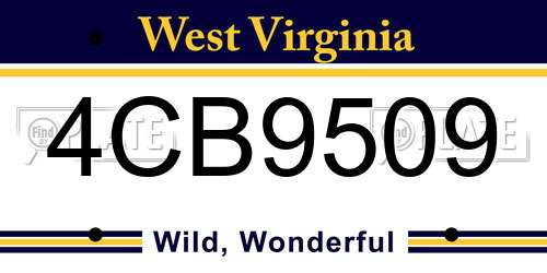 4CB9509 West Virginia License Plate
