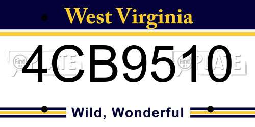 4CB9510 West Virginia License Plate