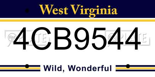 4CB9544 West Virginia License Plate