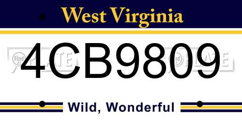 4CB9809 West Virginia License Plate