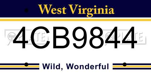 4CB9844 West Virginia License Plate