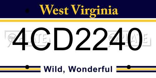 4CD2240 West Virginia License Plate