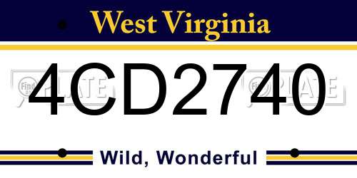 4CD2740 West Virginia License Plate