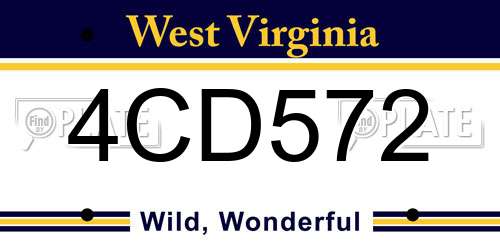 4CD572 West Virginia License Plate