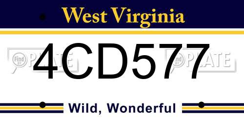 4CD577 West Virginia License Plate