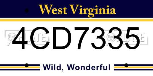 4CD7335 West Virginia License Plate