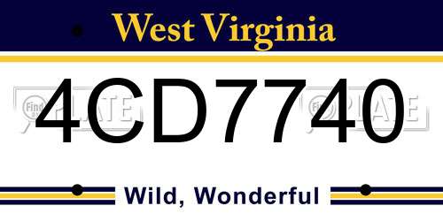 4CD7740 West Virginia License Plate